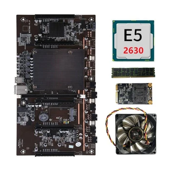X79 H61 BTC Madencilik Anakart 5X PCI-E Desteği 3060 3070 3080 GPU ile E5 2630 CPU RECC 4 GB DDR3 Bellek 120G SSD + Fan