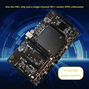 X79 H61 BTC Madencilik Anakart ile 5X6Pin için Çift 8pin Kablo 5X PCI-E 8X LGA 2011 DDR3 Destek 3060 3080 GPU için BTC