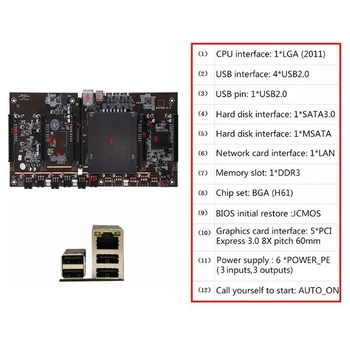 X79 H61 BTC Madencilik Anakart LGA 2011 5 XPCIE Destek 3060 3070 3080 Grafik Kartı ile E5 2630 V2 CPU + RECC 4G DDR3 RAM