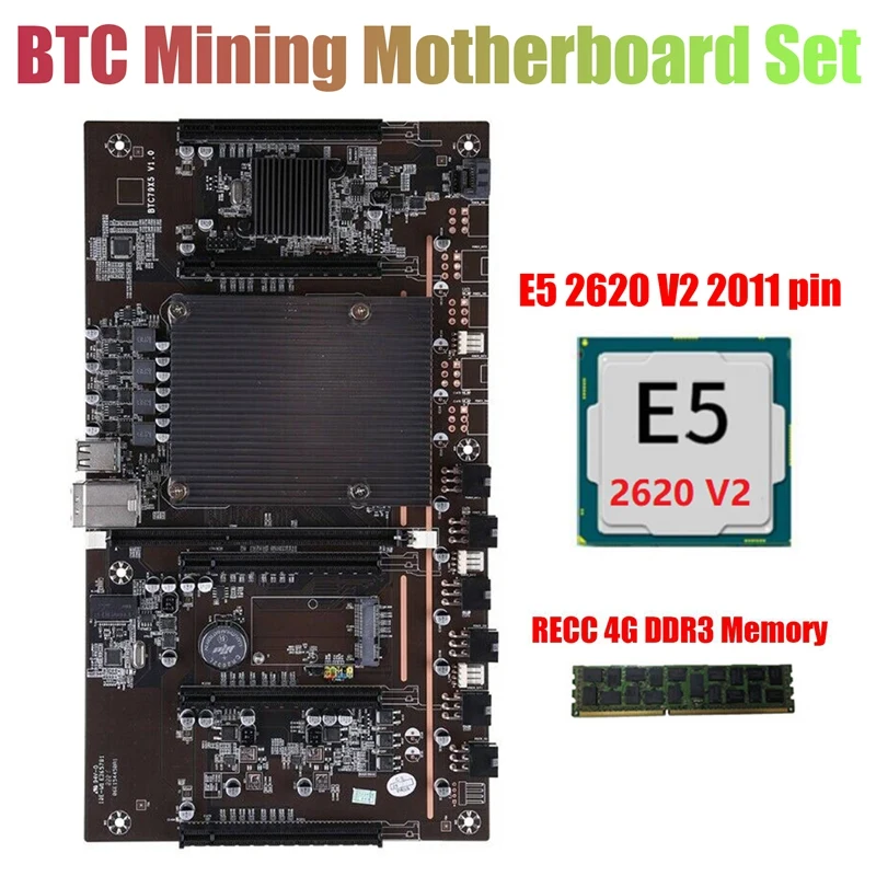 X79 H61 BTC Madencilik Anakart LGA 2011 DDR3 Desteği 3060 3070 3080 Grafik Kartı ile E5 2620 V2 CPU + RECC 4G DDR3 RAM 3