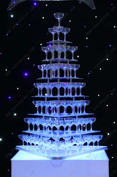 Yedi katmanlı şampanya kulesi (bardak ve ışık hariç) toptan şampanya bardağı standı şampanya kadehi kulesi