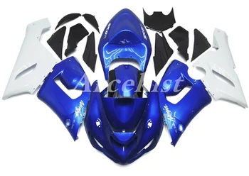 Yeni ABS Tüm Motosiklet bisiklet Laminer Akış Kiti Fit ıçin Kawasaki Ninja ZX-6R 2005 2006 05 06 636 Kaporta seti mavi beyaz