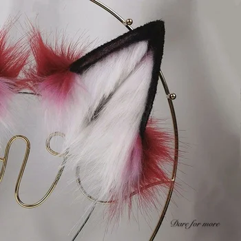 Yeni Kırmızı Kan Kurt Tilki Kulaklar Hairhoop Kafa Kuyruk El yapımı Simülasyon Lolita Cosplay Parti Kostüm Aksesuarları Custom Made