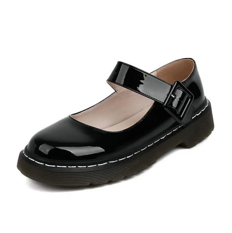 Yeni Stil Vintage Yuvarlak Ayak Mary Jane Düz Ayakkabı Kadın Düşük Topuk Öğrenci Lolita Loafer'lar Tekne Ayakkabı Japon Büyük Boy 43 2