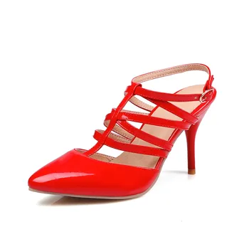 Yeni Şık Kadın Sandalet Sivri Burun Ince Topuklu Sandalet Popüler Siyah Beyaz Kırmızı Sarı Bej Ayakkabı Kadın Artı ABD Boyutu 3.5-16 1
