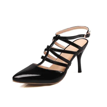 Yeni Şık Kadın Sandalet Sivri Burun Ince Topuklu Sandalet Popüler Siyah Beyaz Kırmızı Sarı Bej Ayakkabı Kadın Artı ABD Boyutu 3.5-16 2