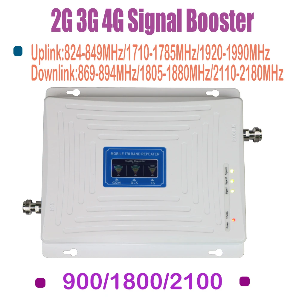 ZQTMAX 900 1800 2100 Hücresel Sinyal Booster 2G 3G 4G Tekrarlayıcı GSM DCS UMTS Tri Band Cep Telefonu Amplifikatör anten ile Set