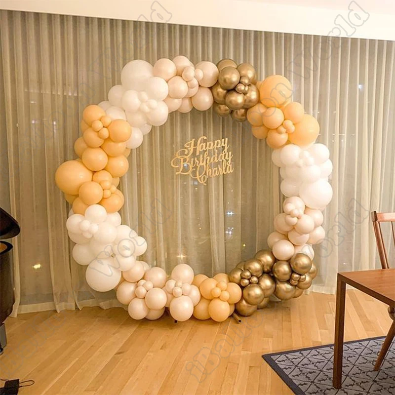 Çift Krem Şeftali Beyaz Altın Lateks Balon Kemer Düğün Doğum Günü Partisi Doğal Beyaz Balon Çelenk Olay Bebek Duş Dekor