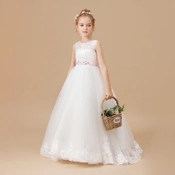 Çiçek Kız Elbise Örgü Kelebek Düğün Parti Prenses Elbise Kolsuz Tatlı Çocuk Giysileri Yay Doğum Günü partisi elbisesi