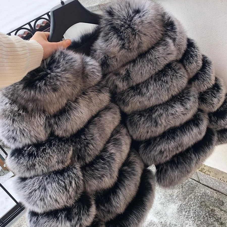Özel Kürk Ceket Kadınlar Gerçek Gümüş Tilki Kürk Ceket 2021 Yeni Sonbahar Kış Moda Kırpılmış Sıcak Palto 0