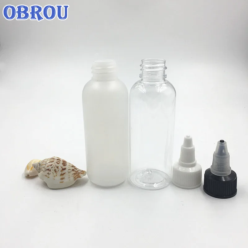 Ücretsiz kargo 500 adet / grup masaj yağı kullanılan boş 2 oz PE plastik damlalık şişe 60 ml PET plastik büküm kap şişe dövme mürekkep için