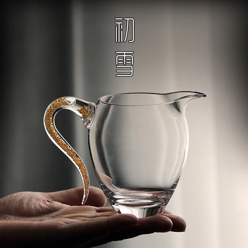★Japon adil cam çay bardağı) takım kalınlaşma noktaları altın kristal şeffaf kung fu çay seti filtre ve fincan